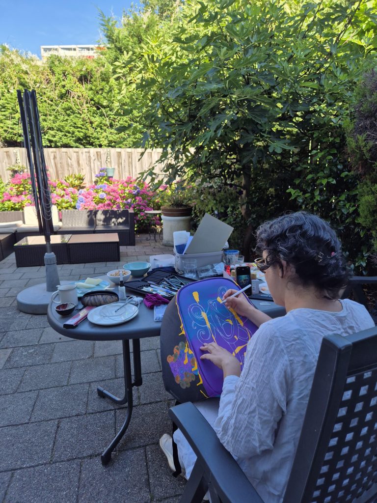 Continuing to paint The Traveling Octopus.