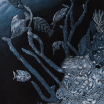 Tree of Fish, original colored pencil illustration inspired by coral reefs and marine biodiversity by Elsa Quicazán.